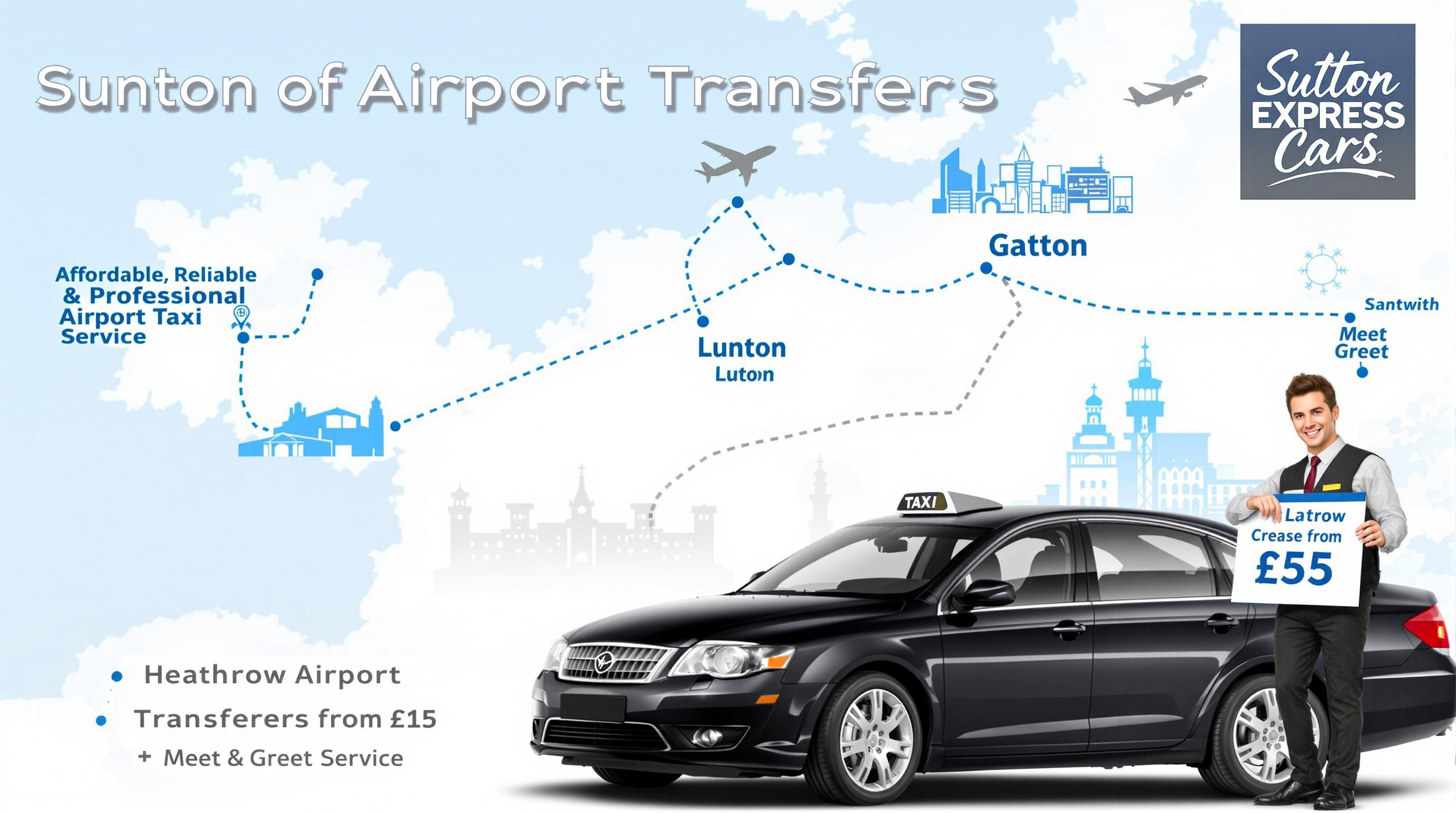 Sutton ↔ Heathrow Airport Transfers – Fixed Taxi Prices